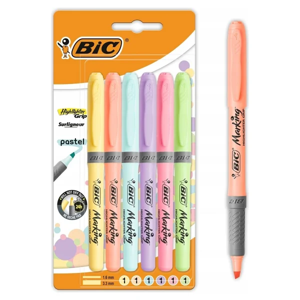 Bic Marking Grip Pastel 6'lı Fosforlu Kalem Seti - Görsel 2