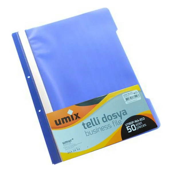 Umix Telli Dosya Eco Plastik Mavi 500'lü Paket - Görsel 3