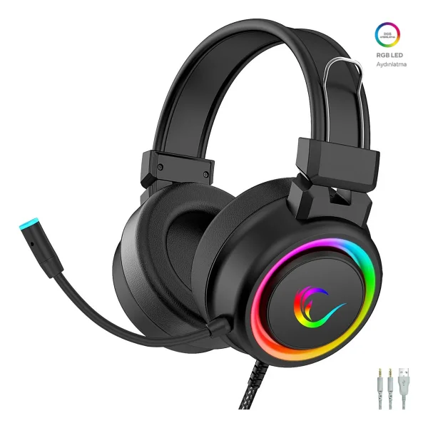 Rampage Alquist Sn-R10 Beyaz RGB 7.1 USB Kablolu Kulak Üstü Oyuncu Kulaklığı - Görsel 8