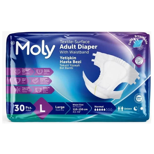 Moly Belbantlı Büyük Boy L 30'lu Hasta Bezi - Görsel 5