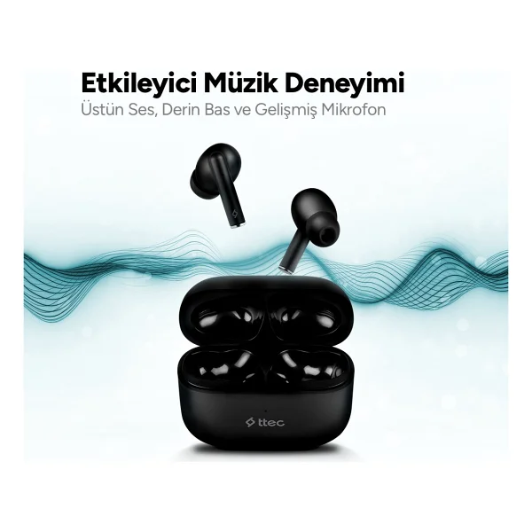 Ttec Airbeat Tone 2KM144S TWS Siyah Kulak İçi Bluetooth Kulaklık - Görsel 2