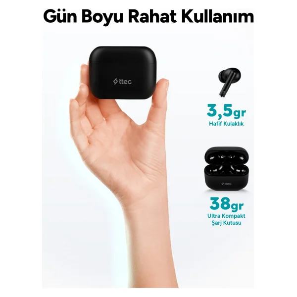 Ttec Airbeat Tone 2KM144S TWS Siyah Kulak İçi Bluetooth Kulaklık - Görsel 5