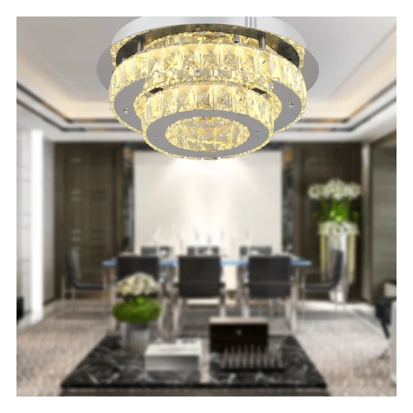 Apliqa Ardenia 2 Katlı Kristal 3 Renk Modern Salon LED Avize - Görsel 5