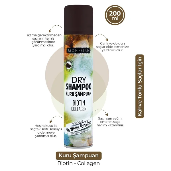 Morfose Kahve Tonlu Saçlar İçin 200 Ml Kuru Şampuan - Görsel 2