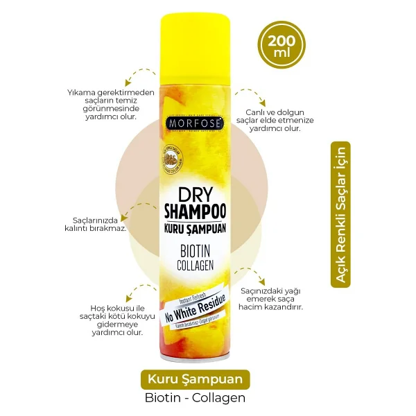 Morfose Biotin & Collagen Açık Renkli Saçlar 200 Ml Kuru Şampuan - Görsel 2