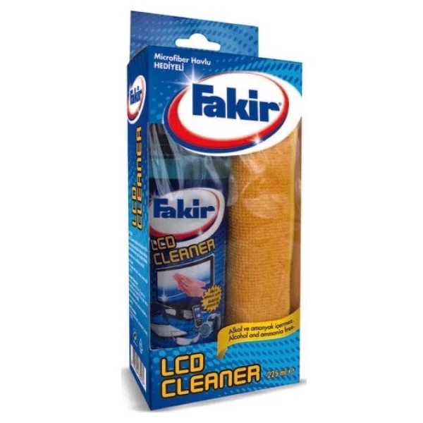 Fakir LCD Cleaner Ekran Temizleyici 225 ml ve Chaput Mikrofiber Cam Bezi ve Revel Islak Havlu 72'li