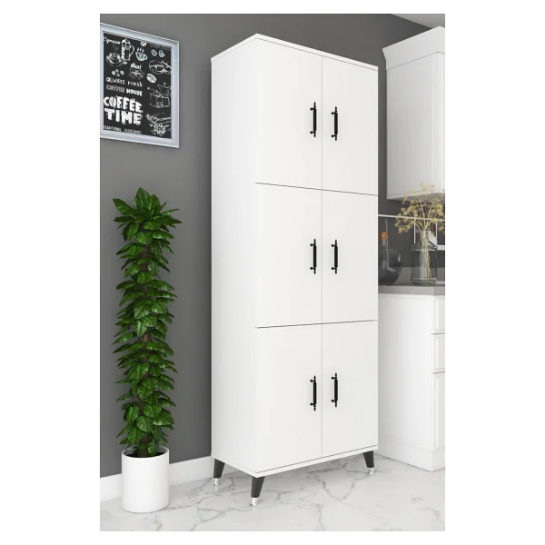 Aeka AE-3020 Irmak Atlantik Çam/antrasit 4 Kapaklı Çok Amaçlı Dolap 3 Çekmeceli Raflı Mutfak Kiler Banyo 195X63X35 Çok Amaçlı Dolap - Atlantik Çam - Antrasit - Görsel 7