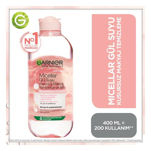 Garnier Micellar Gül Suyu Kusursuz 400 Ml Makyaj Temizleme Suyu - Görsel 5