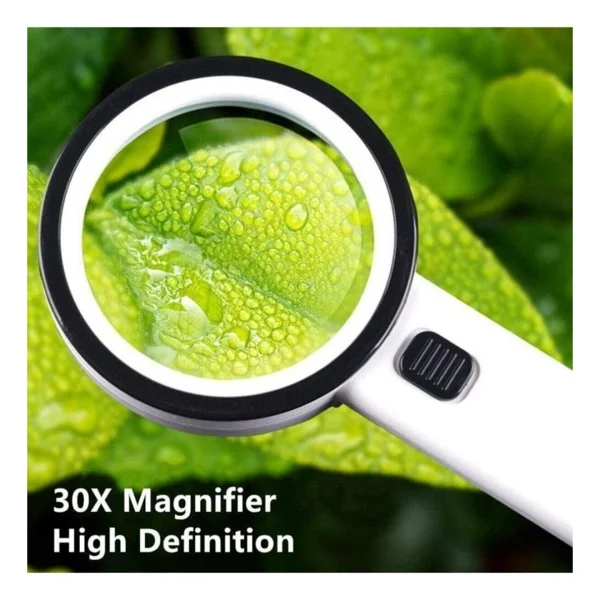 Bosile 30x 95 Mm Çift HD Optik Cam Lens El Büyüteç 1 Uv 12 LED Işıklı - Görsel 5