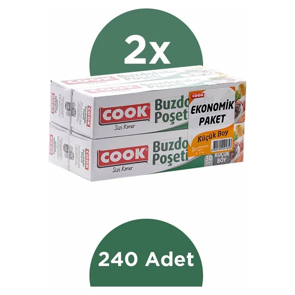 Cook Buzdolabı Poşeti 3+1 Küçük Boy 20 x 30 cm Ekonomik 2'li Paket - Görsel 2