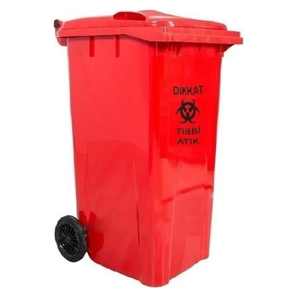 Safell Plastik Tıbbi Atık Çöp Konteyneri 240 Litre - A+ Kalite Konteyner - Kırmızı - Görsel 5