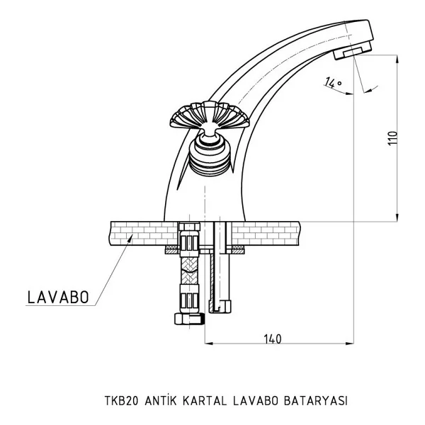 Gpd Tkb20 Antik Kartal Lavabo Bataryası - Görsel 2