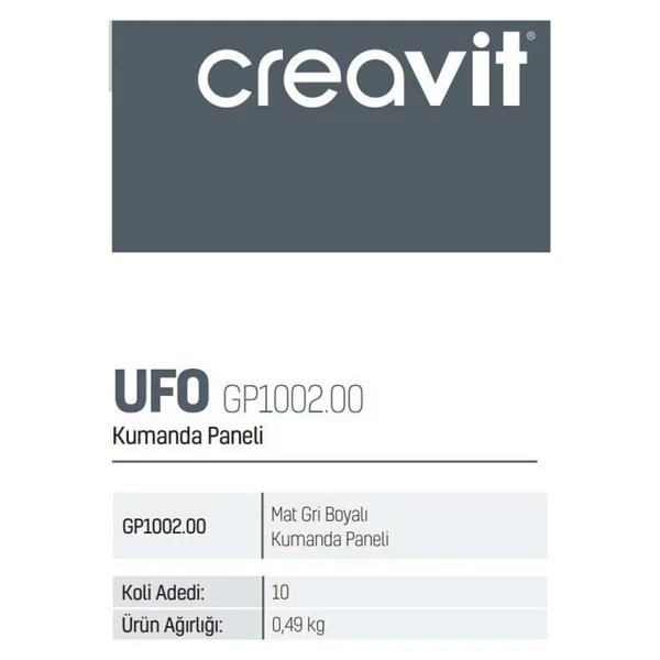 Creavit Ufo Gp1002.00 Gömme Gri Rezervuar Kumanda Paneli - Görsel 2