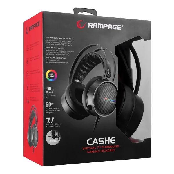 Rampage Cashe Rm-K3 7.1 USB Kablolu Kulak Üstü Oyuncu Kulaklığı - Görsel 8