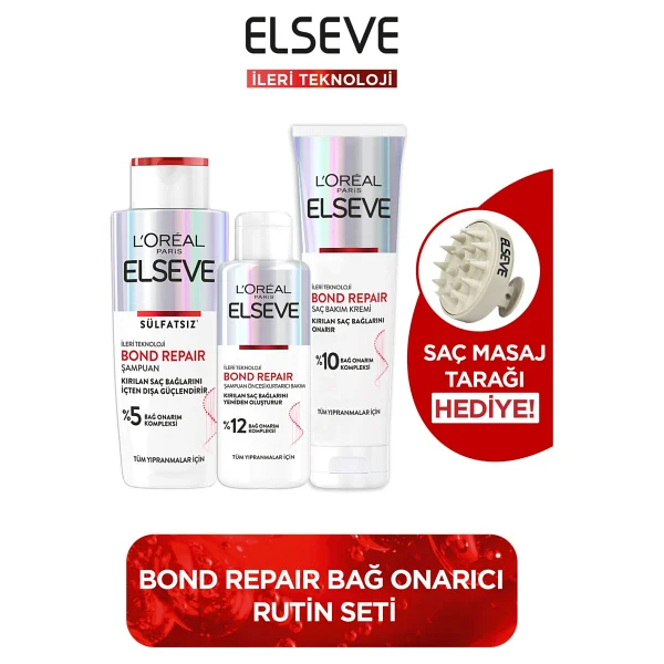L'oreal Paris Tarak Hediyeli L'oreal Paris Elseve Bond Repair Şampuan + Şampuan Öncesi Kurtarıcı Bakım + Saç Bakım Kremi Seti - Görsel 6