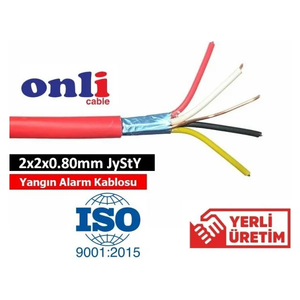 Onli 2x2x0.80mm Jysty Yangın Alarm Kablosu 250mt - Kırmızı - Görsel 2