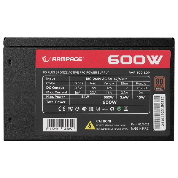 Rampage Rmp-600-80p 600 W Power Supply - Görsel 4