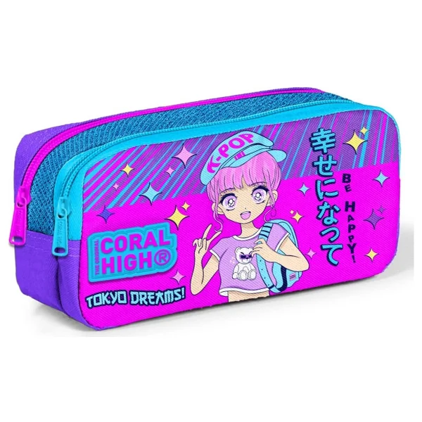 Coral High 12064 K-Pop Desenli 2 Bölmeli Kalemlik - Görsel 2