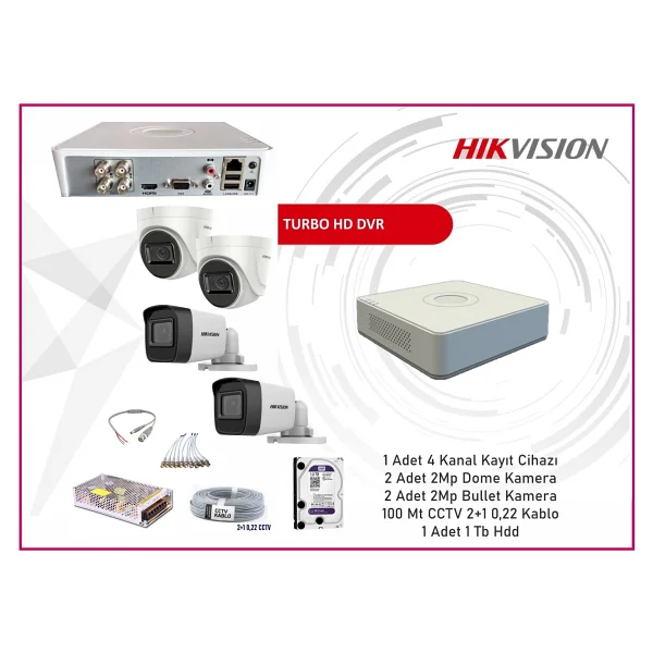 Haikon Hikvision 4'lü Kamera Sistemi - Görsel 2