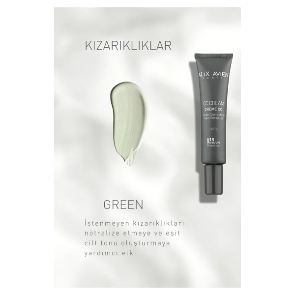 Cc Krem Renk Düzenleyici Yeşil - Cc Cream Green - Spf 15 Uvb/Uva - 40 Ml - Görsel 2