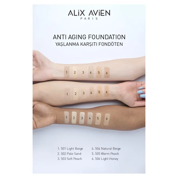 Alix Avien Anti Aging Vitamin İçeren Nemlendirici Spf 15+ 504 Natural Beige 35 Ml Likit Fondöten - Görsel 2