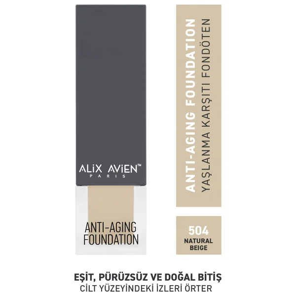 Alix Avien Anti Aging Vitamin İçeren Nemlendirici Spf 15+ 504 Natural Beige 35 Ml Likit Fondöten - Görsel 6