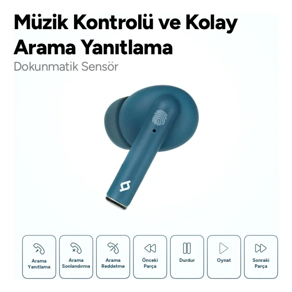 Ttec Airbeat Tone 2KM144KM TWS Mavi Kulak İçi Bluetooth Kulaklık - Görsel 3
