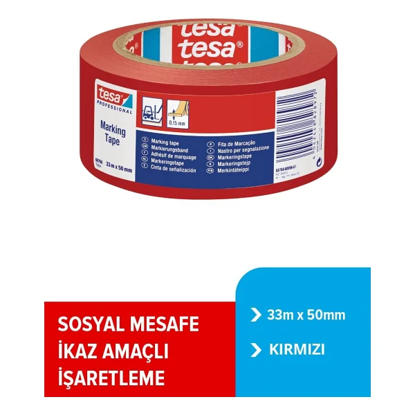 Tesa 60760 50 Mm X 33 M Kırmızı Yer İşaretleme Bandı - Görsel 4