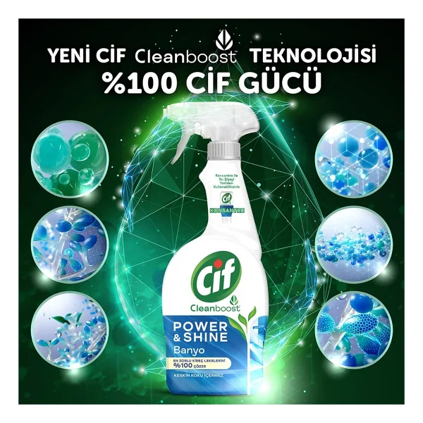 Cif Cleanboost Power & Shine Banyo Sprey Temizleyici 750 Ml 4'lü - Görsel 4