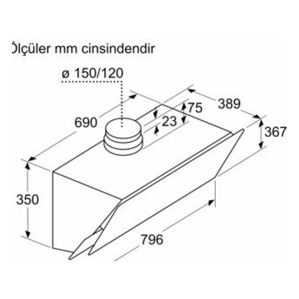 Profilo Dvk8j671 Platin Gri Cam Duvar Tipi Davlumbaz - Görsel 9