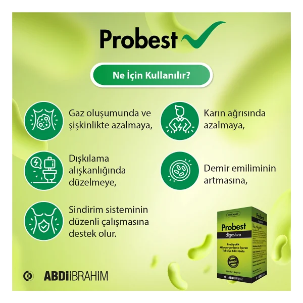 Probest Probiyotik Digestive 20 Kapsül - Sindirim Sistemi Destekleyici Abdi İbrahim - Görsel 2