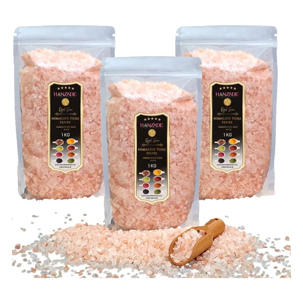 Hanzade Bitkisel Pembe Himalaya Tuzu Granül Tane 1 Kg x 3 Adet - Görsel 6
