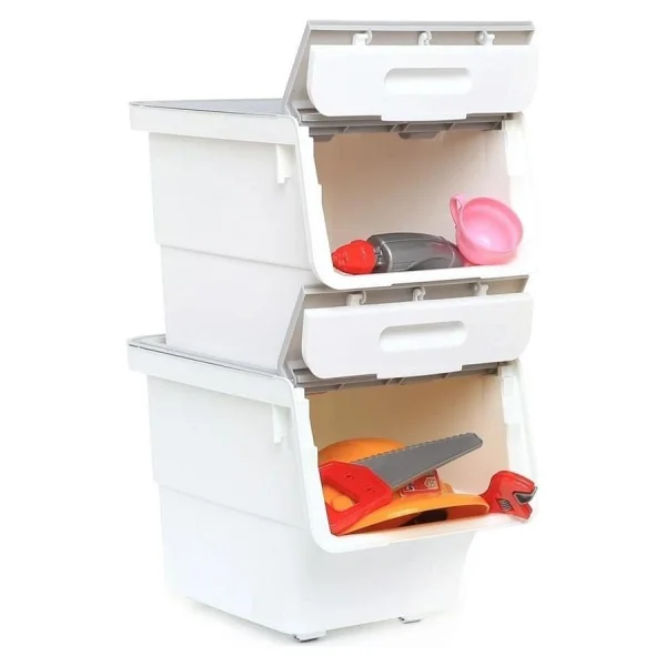 Motek Beyaz Tekerlekli Organizer Çok Amaçlı Saklama Kutusu 2x12 Lt - Görsel 5