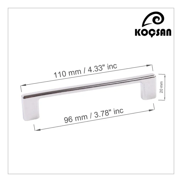Koçsan Narin Kulp Lüks Country Mutfak Mobilya Dolap Çekmece Kulpu Krom 96 Mm - Görsel 3