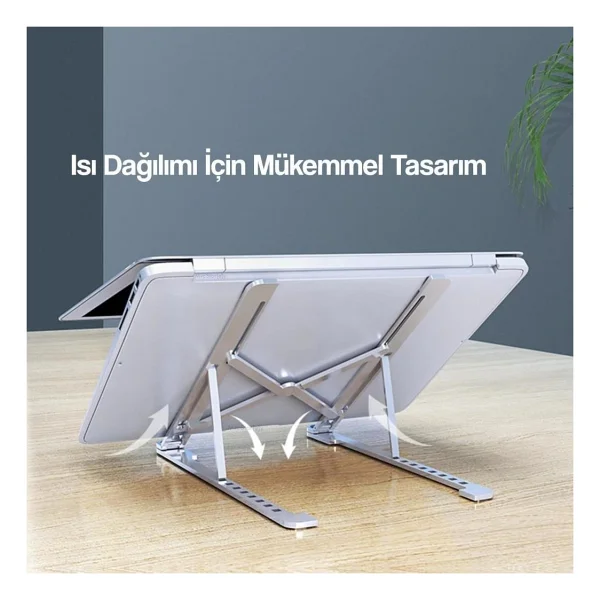 Torima Laptop Standı Katlanabilir Taşınabilir MacBook Notebook Standı Jx18 Gümüş - Beyaz - Görsel 5