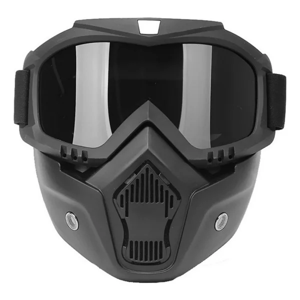 Motoanl Cross Motosiklet Bisiklet Gözlüğü Açık Kask Maskesi Süngerli Bant Lastikli Jet Maske Siyah Camlı - Görsel 5