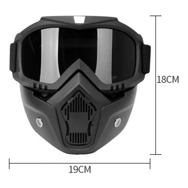 Motoanl Cross Motosiklet Bisiklet Gözlüğü Açık Kask Maskesi Süngerli Bant Lastikli Jet Maske Siyah Camlı - Görsel 2