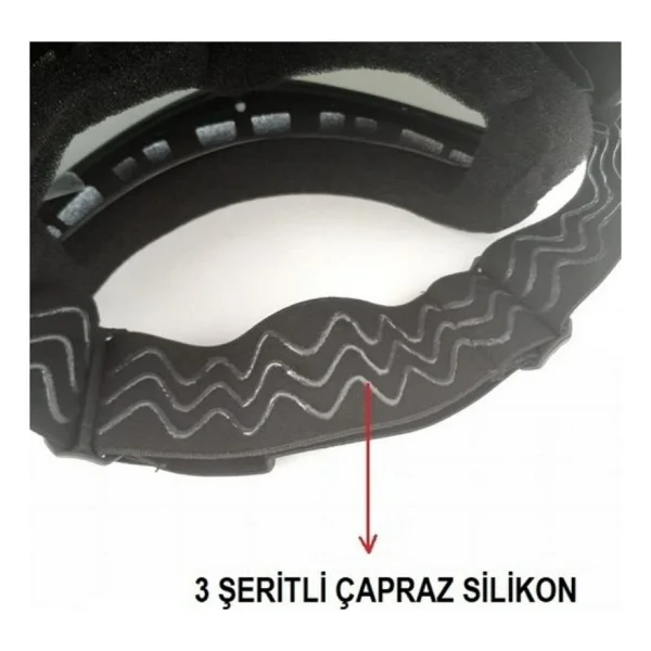Motoanl Cross Motosiklet Bisiklet Gözlüğü Açık Kask Maskesi Süngerli Bant Lastikli Jet Maske Siyah Camlı - Görsel 3