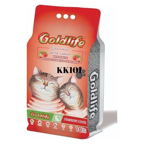 Goldlife Çilek Kokulu 10 lt İnce Taneli Bentonit Kedi Kumu - Görsel 3