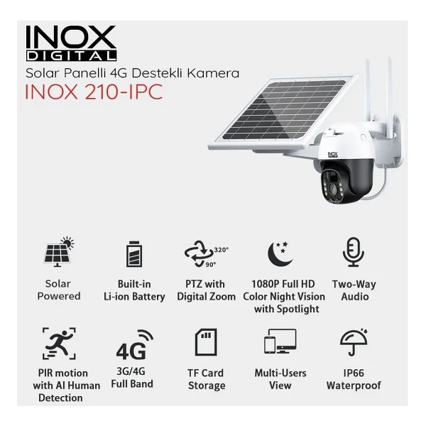 Inox Digital Inox-210ıpc Speed Dome 3 Mp Solar Ip Güvenlik Kamerası - Görsel 2
