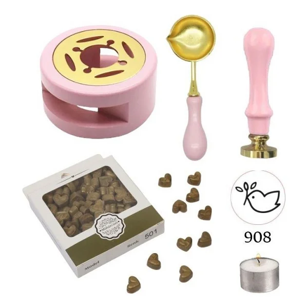 Profisher Davetiye Mum Mühürü Uygulama Seti Pembe Renk 908 Barış Güvercini - 1 Adet - Görsel 6