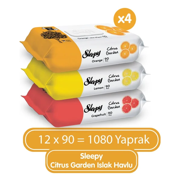 Sleepy Citrus Garden 90 Yaprak 12'li Paket Islak Bebek Havlusu - Görsel 6