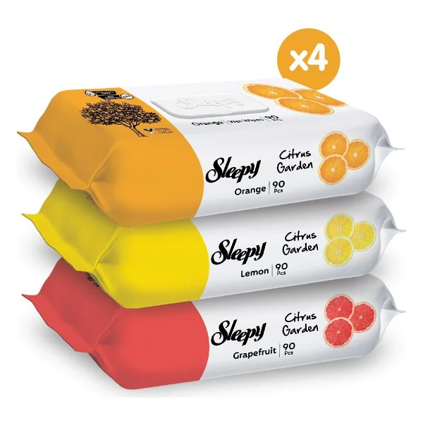 Sleepy Citrus Garden 90 Yaprak 12'li Paket Islak Bebek Havlusu - Görsel 2