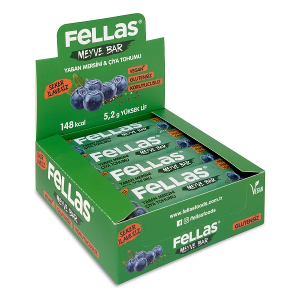 Fellas Meyve Bar - Yaban Mersinli Ve Chialı (40 G) X 12 Adet - Görsel 8