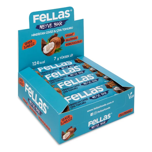 Fellas Meyve Bar - Hindistan Cevizli Ve Chialı (40 G) X 12 Adet - Görsel 8