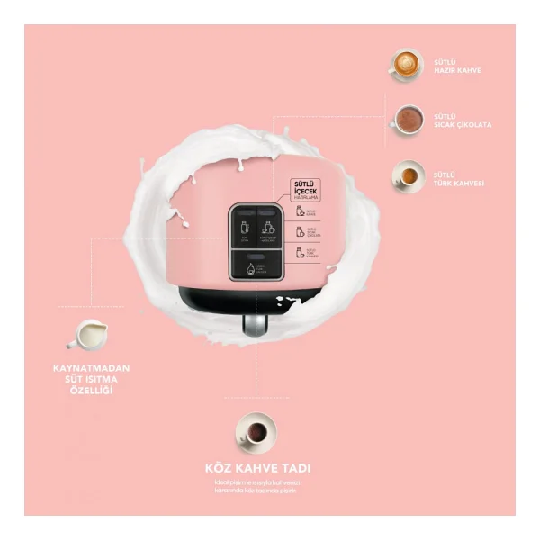 Karaca Hatır Mod Grape Pink Sütlü Türk Kahve Makinesi - Görsel 2