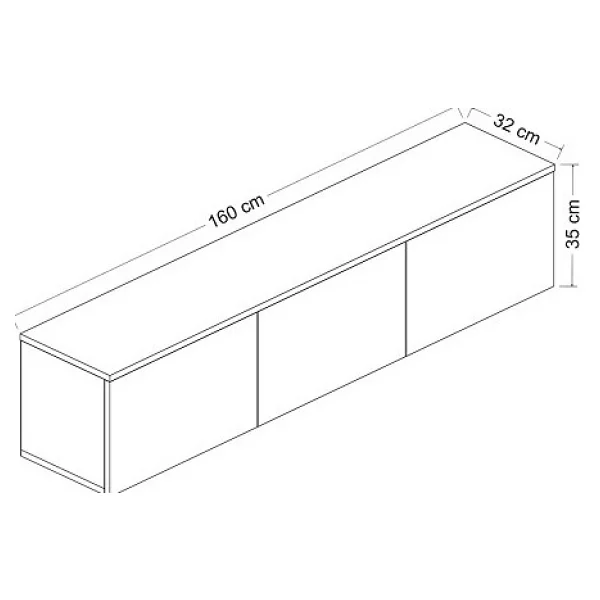 Bmdekor TV Sehpası Norm Duvara Monte Atlantikçam LED Işıklı 160 Cm - Görsel 4