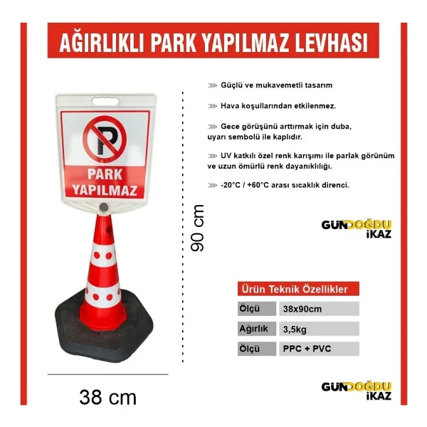 Gündoğdu Ağırlıklı Park Yapılmaz Dubası Levhası - 38x90cm - 1 Adet - Görsel 2
