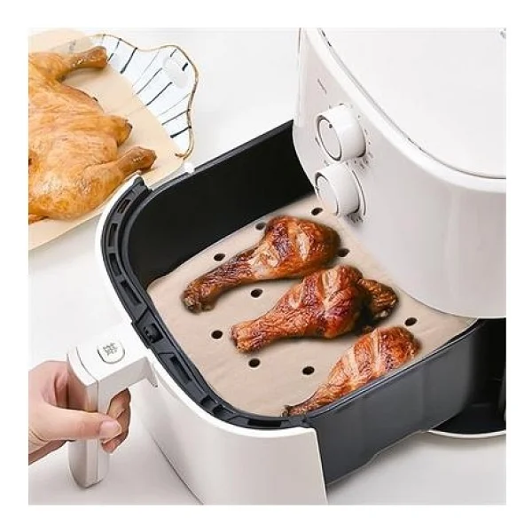 Buffer 50 Adet Air Fryer Pişirme Kağıdı Tek Kullanımlık Hava Fritöz Yapışmaz Yağlı Kağıt Delikli Model - Görsel 6