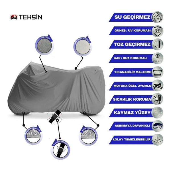 Teksin Yamaha X-Max 250 Abs Çantalı Motosiklet Branda Su Geçirmez Topcase Uyumlu Motor Branda - Görsel 2